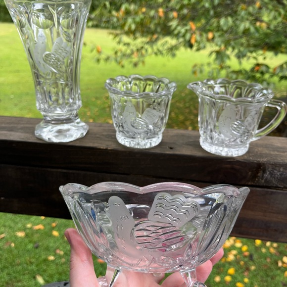 Crystal D'Adriana "Las Aves" cream sugar set with vase - Picture 1 of 7